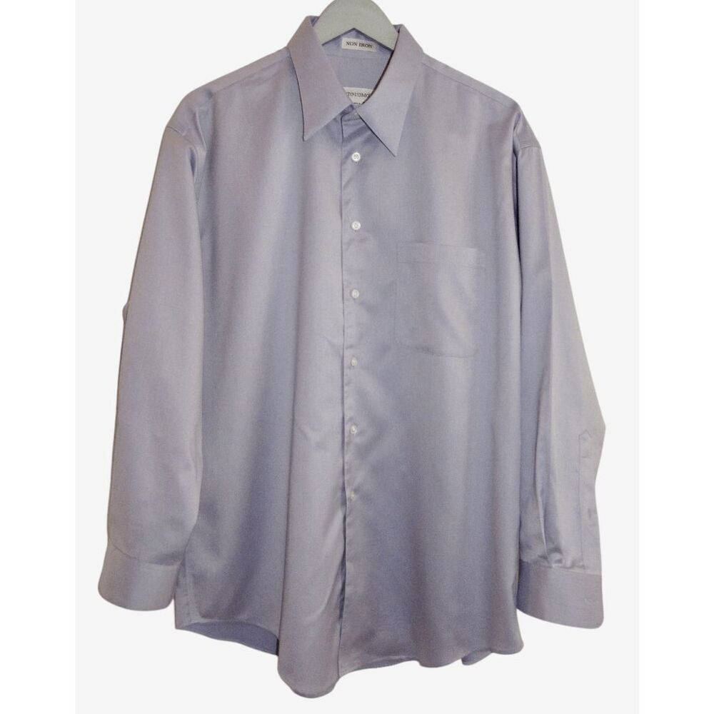 Pronto Uomo Mens‎ Shirt 16.5 32/33 Purple Non-Iron Long Sleeve Button Up Cotton